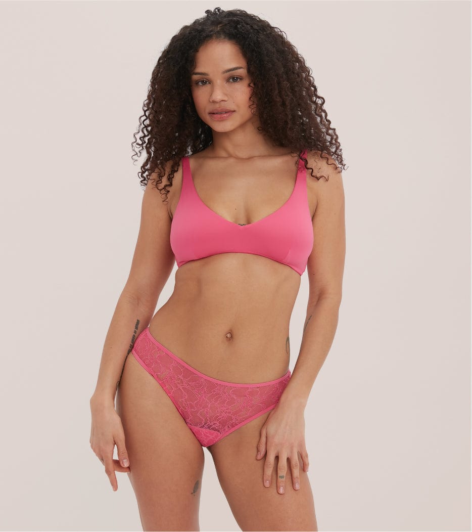 Culotte tout en dentelle - Nylon recyclé - Rose