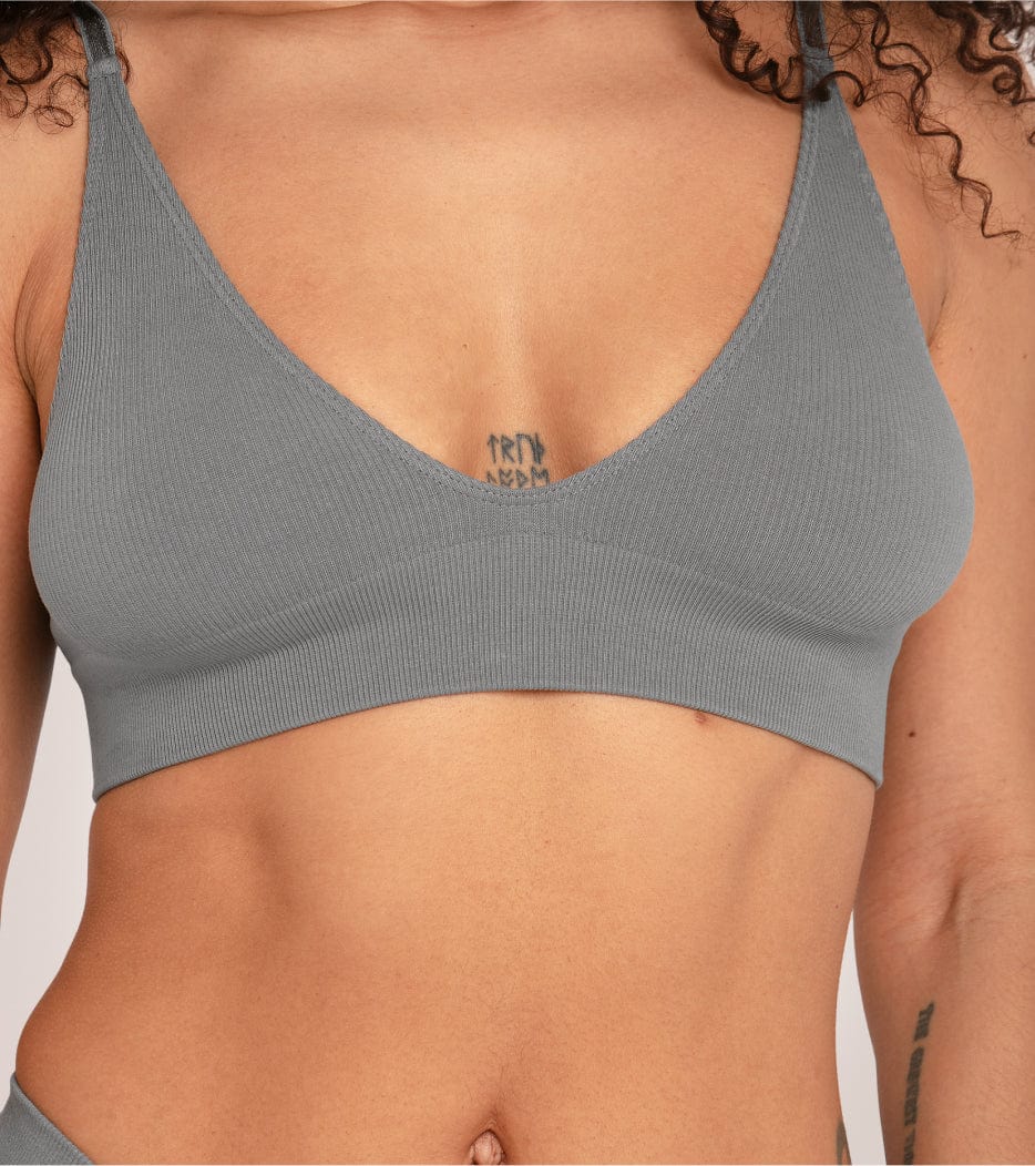 Soutien-gorge côtelé sans couture - Gris