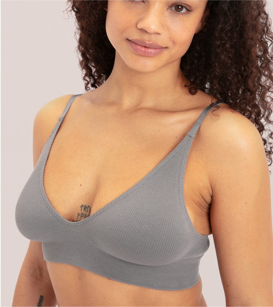 Soutien-gorge côtelé sans couture - Gris